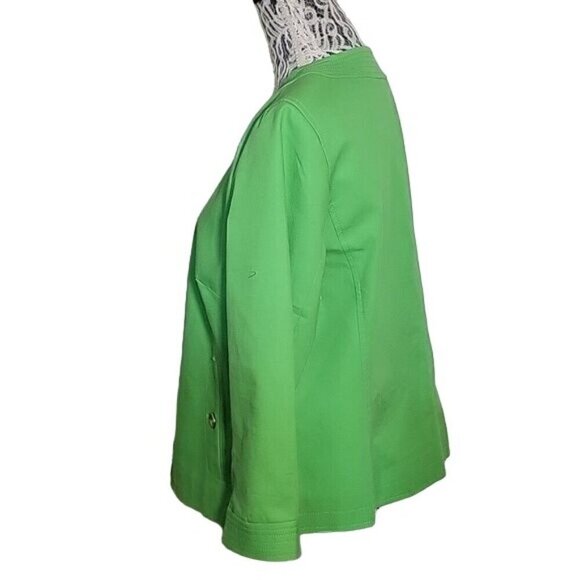 TALBOT's Lime Green Blazer Jacket Womens 3/4 Sleeve Button‎ Front Officecore 16 - Picture 2 of 6